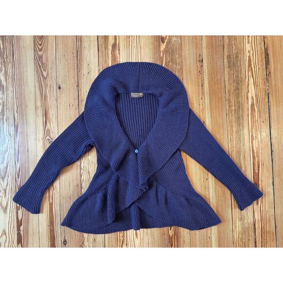 Vtg Handmade Baby Alpaca Romantic Purple Ruffle Front Long Sleeve Button Sweater - Picture 6 of 11